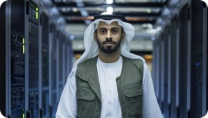 saudi-system-administrator-walks-rows-operational-server-racks-data-center 1